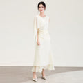 Elegant Beige Mid-Length Fake Two-Piece Dress Style High Waist A-Line Skirt without Sleeves Spring Summer New Arrival for Women
