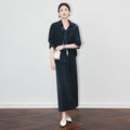 Casual Sweatshirt Dress Set Women's plus Size Luxury New Style Autumn Outfit Ultra Short Skirt Pure Color Button Splicing Print