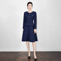 Women Long Sleeve Blazer Skirt Suit 2 Pieces Matching Sets Office Lady Outfit Party Business Work Wear Blue