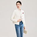 New Chinese Style Women's Spring Short Jacket Horse Brooch Stand Collar Medium Thickness Long Sleeve Casual Outerwear