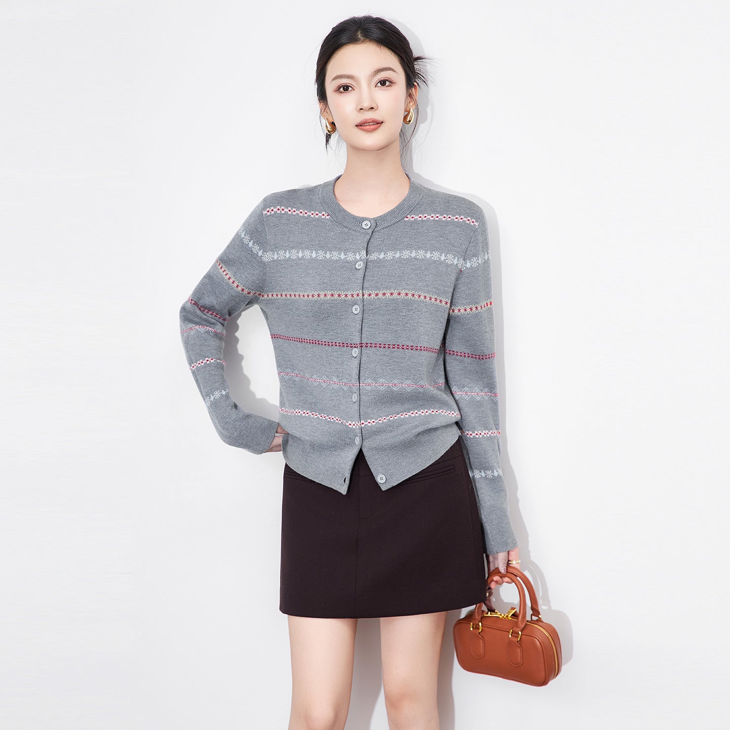 Women's 100% Merino Wool Sweater New Fashion Autumn Winter Female Knitted Cardigan Cashmere Long Sleeve Clothing Tops