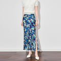 Retro Acetate Satin Floral Print f Skirt Slimming Fi Tail Long Dr Summer High Waist Covering Hip Ele Women's Skirt