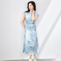 Printed Short Sleeve Dress with Belt High Waist Fairy Skirt Style Cleanfit Neutral Citywalk Dress