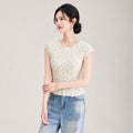 Sweet Polka Dot Short Sleeve T-Shirt Women's Summer New Style Youthful Slimming Versatile Top Korean Style Cotton Casual Wear