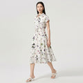 Early Spring Fashionable Pure Cotton Butterfly Print Maxi Dress Sleeveless Midi Skirt Shirt Dress Elegant Commute Style
