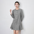 Elegant Simple Waist-Cinching Small Fragrance Style Dress Women's Mid-length A- line Skirt