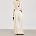 Autumn Winter Women's High Waist Wide Leg Pants Loose Fit Solid Color Cashmere Casual Fashionable Versatile Long Trousers