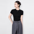 Short Sleeve round Neck T-Shirt Women's Casual Pure Color Loose Fit Comfortable Slimming Top for Summer