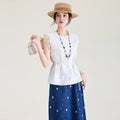 Summer Beauty Hollow out Lace round Neck Sleeveless Vest Elegant Commute Style Pure Color Patchwork Shirt