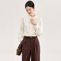 French Romantic High Fashion Velvet Shirt Petal Collar Four-sided Autumn Winter Style Elegant Classy Long Sleeve Polyester Blend