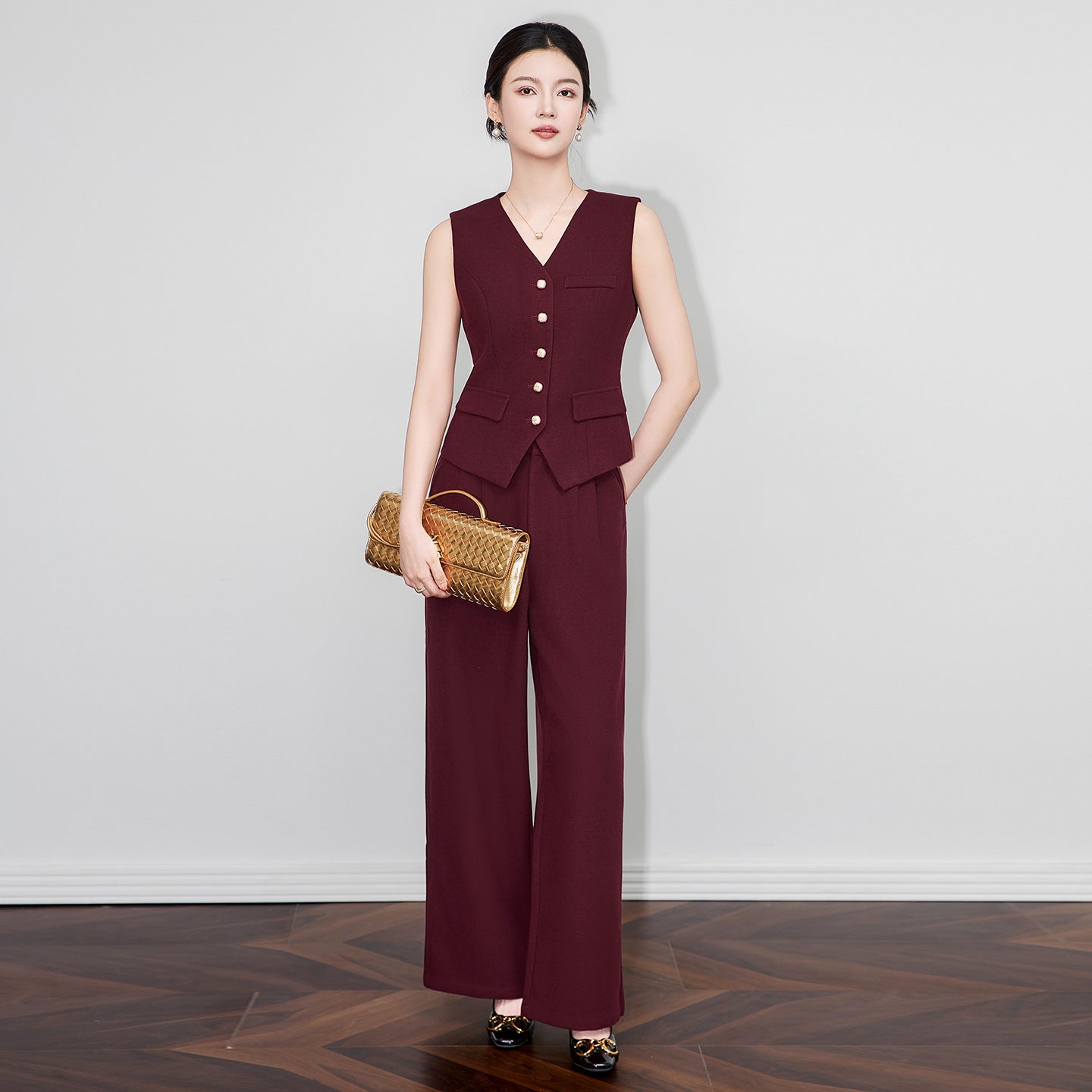 Women's Sleeveless Blazer Vest and Pants Set Ladies' Matching Set Casual Waistcoat Slim Fit Vest Top Elegant Workwear Jacket