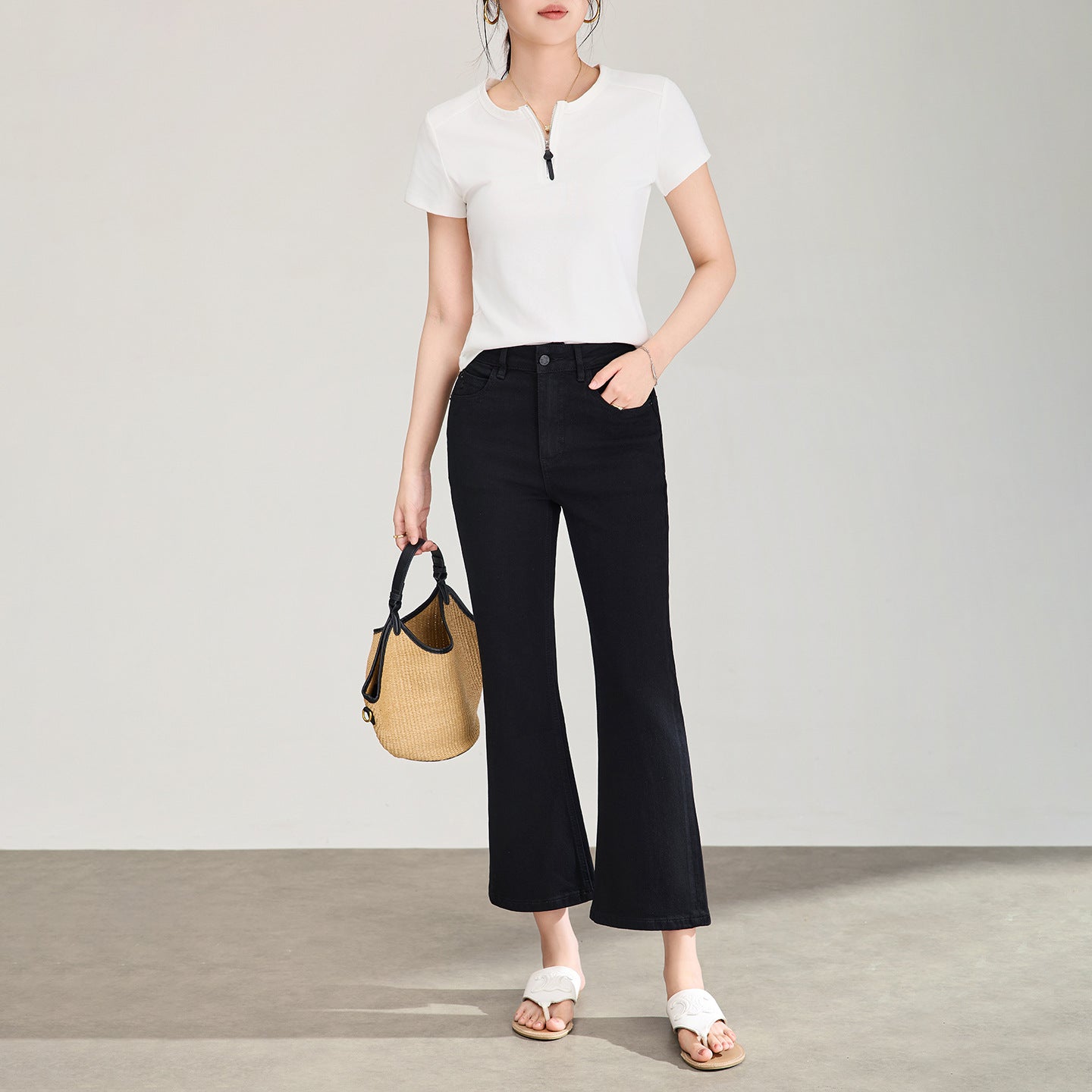 High Waist Bell Bot Jeans Women's Light Wa Versatile Long Pants Spring Autumn High Waist Bell Bot Jeans Slimming Effect