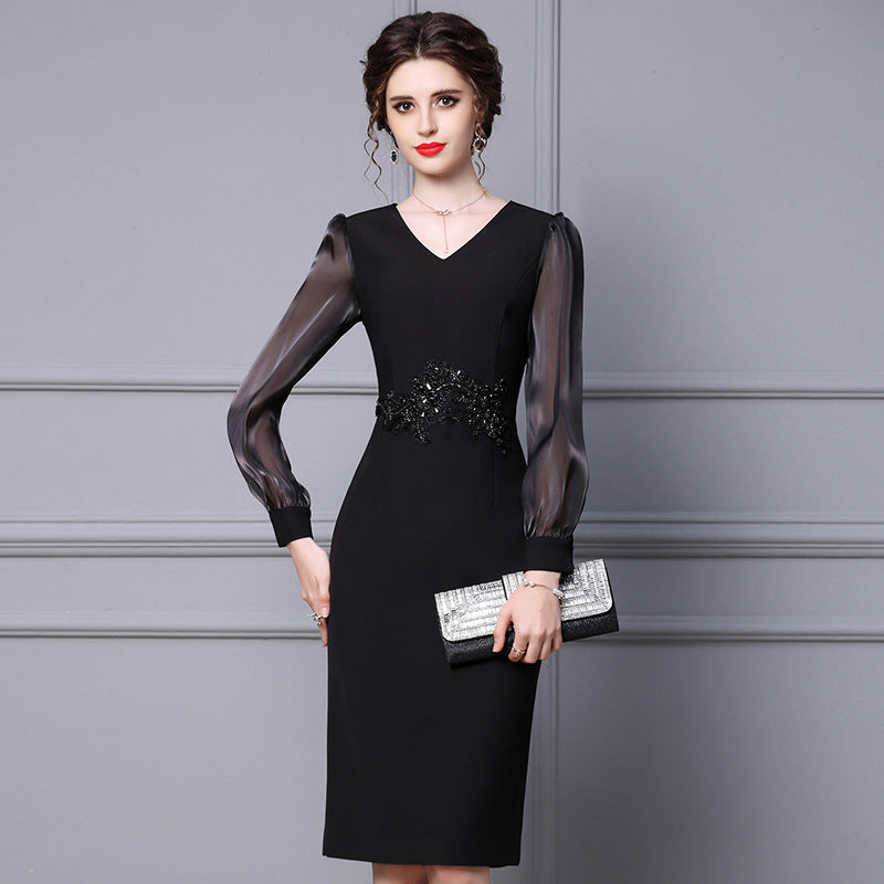 A Line Black Woman Long Sleeve Dress Full Harajuku Elegant Luxury New In Chic On Sale Clearance Spring Autumn Dresses for Women