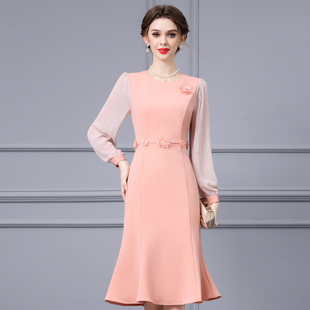 Women Dress High End Exquisite Dress For Women's Spring New Elegant Mature Lace Up Slimming Fishtail Dresses