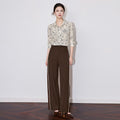 Elegant Floral Print Silk Long Sleeve Shirt Turn-down Collar Commute Versatile Personality Top Spring Autumn New Style