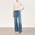 Light Wash Wide Leg Straight Cut Jeans High Waist Spring Summer New Style Women's Fashion Casual Trousers
