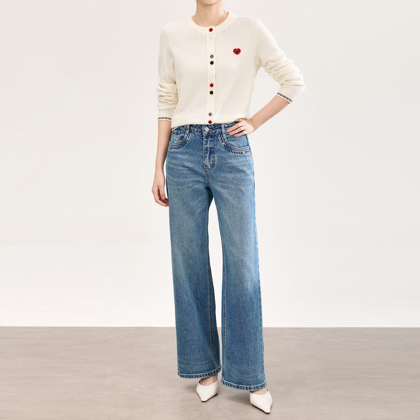 Light Wash Wide Leg Straight Cut Jeans High Waist Spring Summer New Style Women's Fashion Casual Trousers