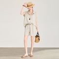 Casual Silk Cotton Shirt Women's Short Sleeve Turn-down Collar Versatile Summer Fashionable Slim Fit Chinese Silk Mulberry Worm