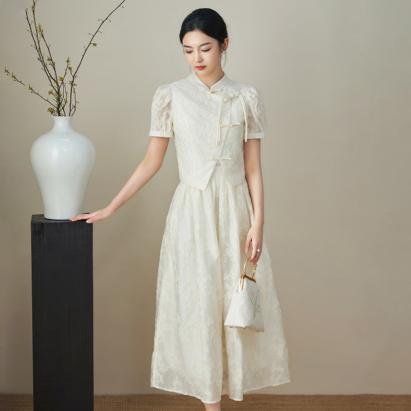 Young Girl's Dress Elegant Ladylike Style Summer Short Sleeve Daily Wear Love Feeling New Chinese Style