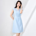 Fashionable Sleeveless Chiffon Splice A- Line Vest Dress Elegant Summer New Arrival South Oil Simple Intellectual Style
