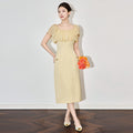 Fashion Women's Elegant Dress O-neck Sleeveless Gauze Patchwork Simple Solid Color Slim Evening Party Dress