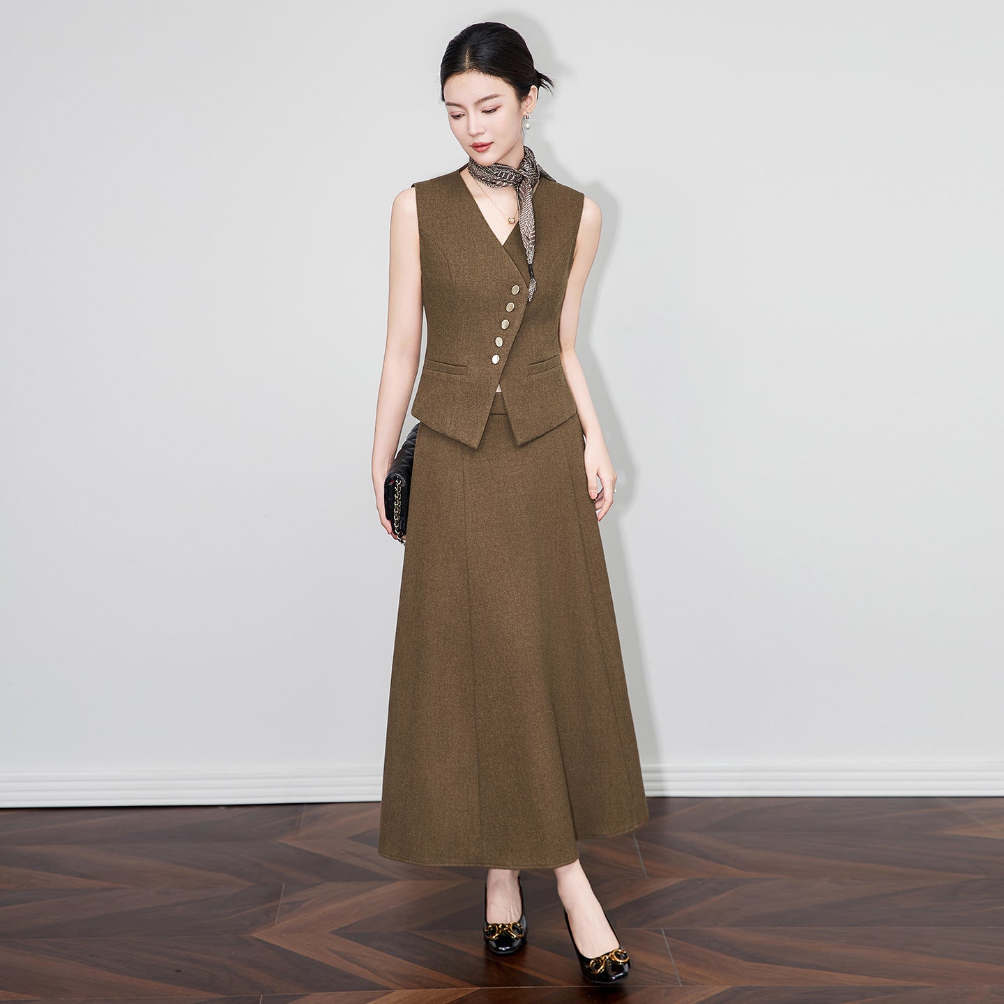 Female Summer Office Lady Combination V-Neck Vest Solid Jacket Separately Long Skirt Women Clothing