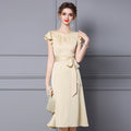 Elegant Slimming Mid-Length Wrap Dress with High Waist And Front Slit for Formal Occasions Unique Beautiful Women's Fashion