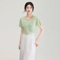 Embroidery Short Sleeve round Neck T-Shirt Women's Summer Style Slimming Versatile Top Comfortable Casual Korean Style