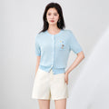 Spring and Autumn New Women's Knitted Cardigan Round Neck Wool Blend Gentle Versatile Top