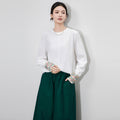 Spring/Summer Women's Fashion Stylish, Versatile, Delicate and Comfortable Round-neck Long-sleeved Women's Top
