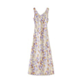 Elegant French Style Floral Print Midi Dress Women's Fashion High Waist Sleeveless A-Line Skirt Summer Spaghetti Strap Dresses