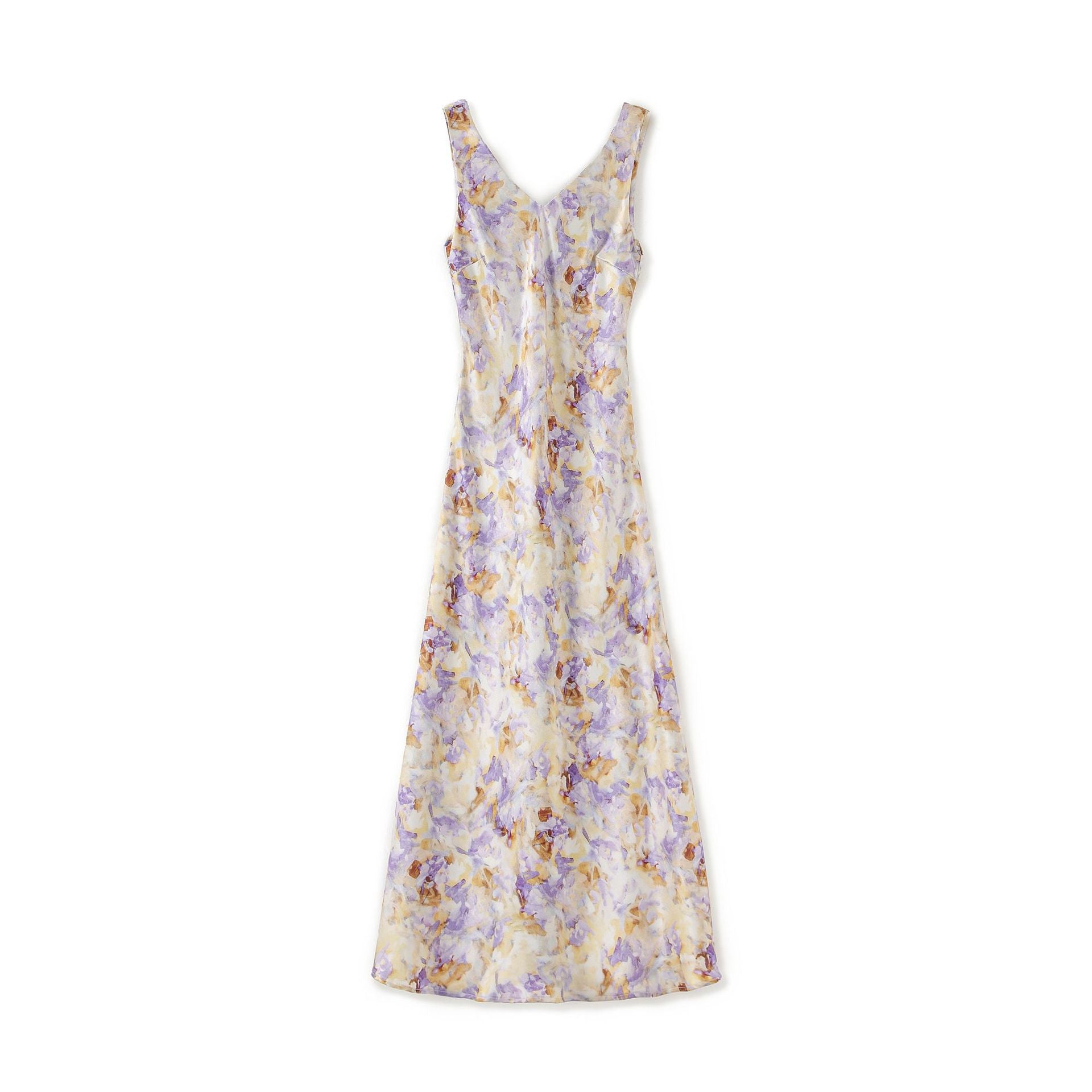 Elegant French Style Floral Print Midi Dress Women's Fashion High Waist Sleeveless A-Line Skirt Summer Spaghetti Strap Dresses