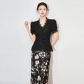 Elegant Short Sleeve Lace Top Women's Summer New Style Slim Fit Miniature Waist Shaping Half Sleeve Lace Shirt Fresh Sweet Style