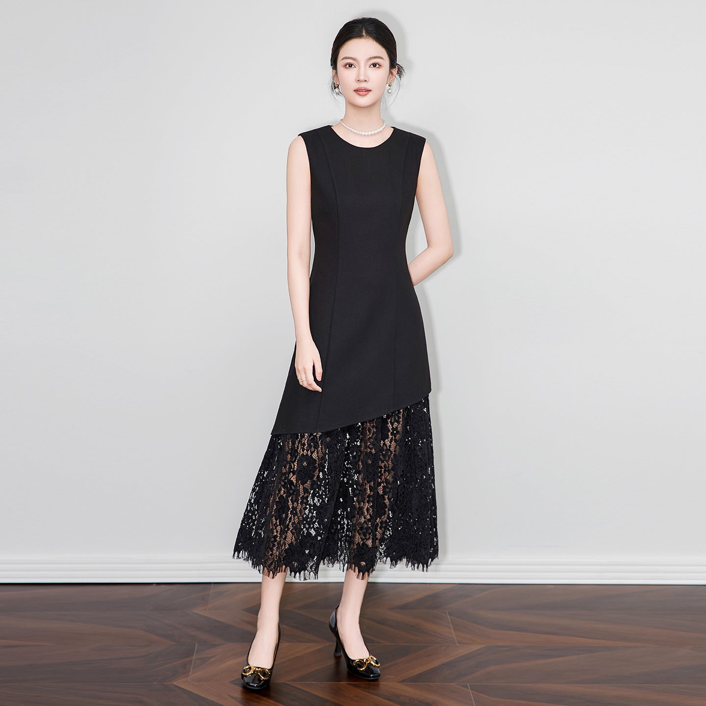 Casual Lace Women Half Skirt Elastic Knee Length Base Skirt Natural Waist a-Line Floral Underskirt Women's Petticoat