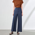 High Waist Wide Leg Pants Straight Cut Casual Thin Summer Women's Fashion Elegant Commute French Style Polyester Blend