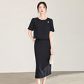 Elegant Business Dress Women's Slim Fit Summer New Style Commute Formal Jewelry Store Sales Work Uniform Polyester Short Sleeve