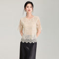Elegant Embroidered Hollow out Lace Shirt Women's Summer Loose Fashionable Short Sleeve Top High-End Feel Style