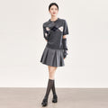 Soft Cozy Women's Knitted Sweater round Neck Retro Grey Block Diamond Pattern Summer Slim Fit Overhead Shirt Polyester Blend