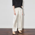 New Chinese Style Narrow Wide Leg Pants Women's High Waist Silk Feel Casual Trousers Drapey Straight Cut Summer Suit Pants