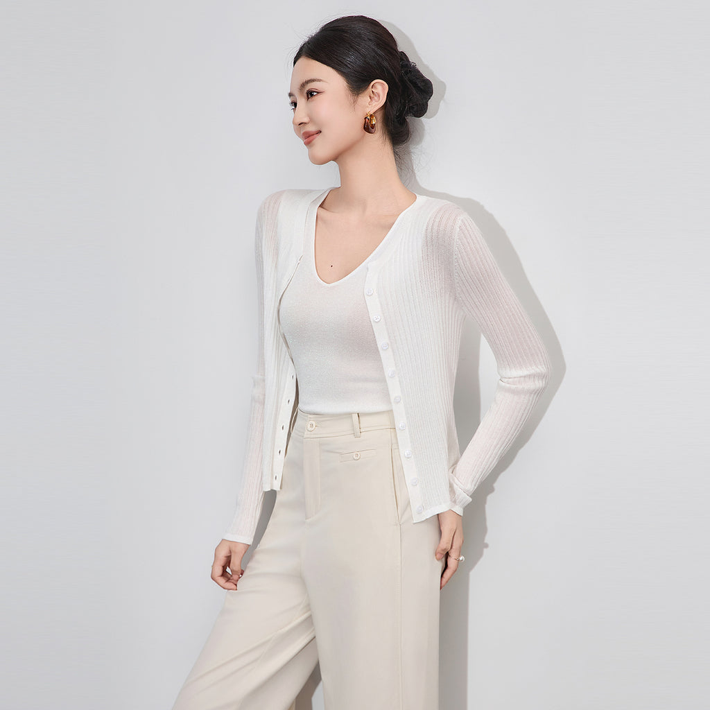 White Winter New Solid Cardigan Women's O-Neck Sweater Knitted Bottoming Shirt Korean Fashion Knitwear Cardigan Tops