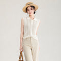 Oatmeal Soft Skin-Friendly Neck Knitted Vest Women's Summer Slimming Top Korean Style Regular Fit Breathable Casual Wear