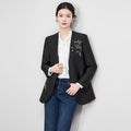 Elegant Blazers For Woman Fashion Coats V-neck Long Sleeve Sequins Floral Women's Black Coat Slim Office Lady Blazer