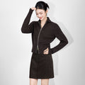 Elegant Cardigans Women Turn-down Collar 100% Merino Wool Zipper Knitted Sweaters Tops Long Sleeve Woman Short Jacket