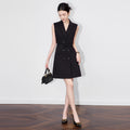 Elegant Commute Workwear Sleeveless Vest Dress Slim Fit High Waist Formal Occasion Women's Fashion High Quality TR Fabric