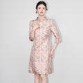 Autumn Winter New Style Slim Fit Cheongsam Dress Gold Thread Embroidery Satin Heavy Work New Year Visit Dress Chinese Style