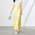Slimming Effect Acetate Satin Long Skirt High Waist Draped Fish Tail Split Fashionable Summer Half-length Skirt Elegant Style