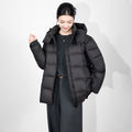 Women's Puffer Jacket White Duck down Thickened Loose Fit Warm Winter Outerwear Mid-Length Casual Style Zipper Closure