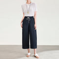 Summer Plus Size Elastic Waist Capri Pants Lyocell Cotton Versatile Casual Bottoms Curvy Ladies