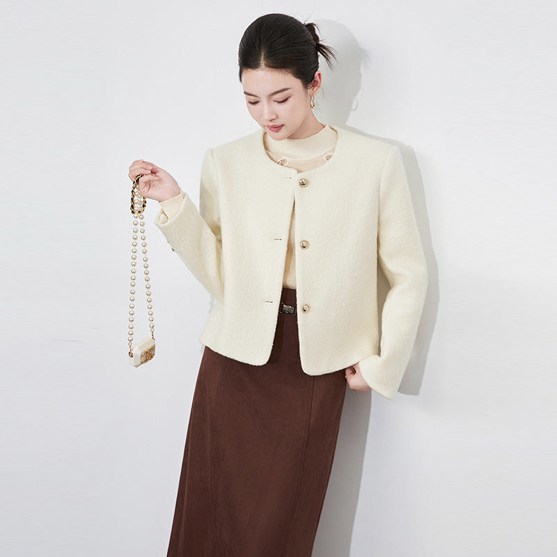 British Style Pure Color Casual Lapel Single Button Suit Jacket Dongda Gate Versatile Winter Top for Women Streetwear