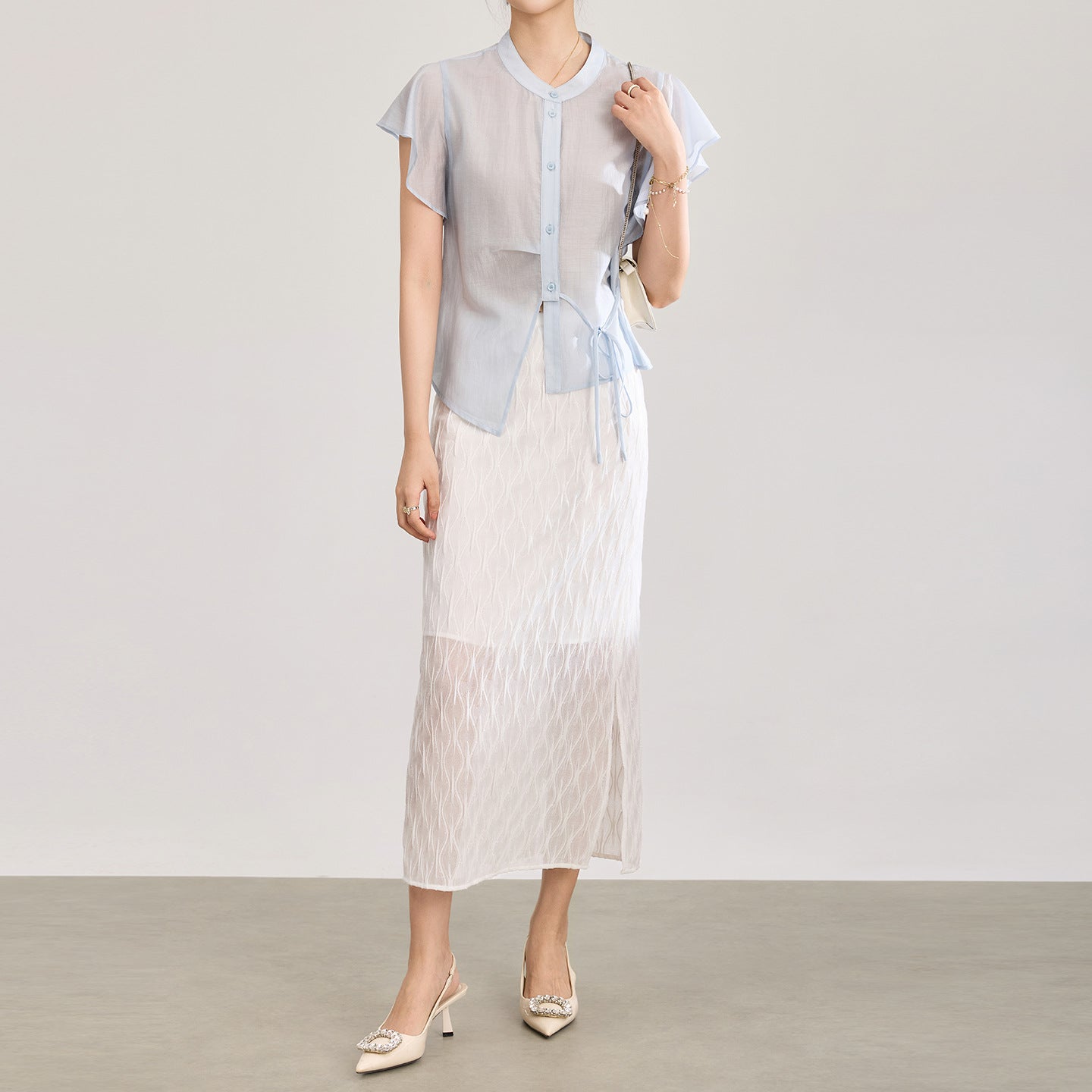 Women's New Fashion Suit Summer New Sleeveless Dress Stand-up Collar Short-sleeved Top